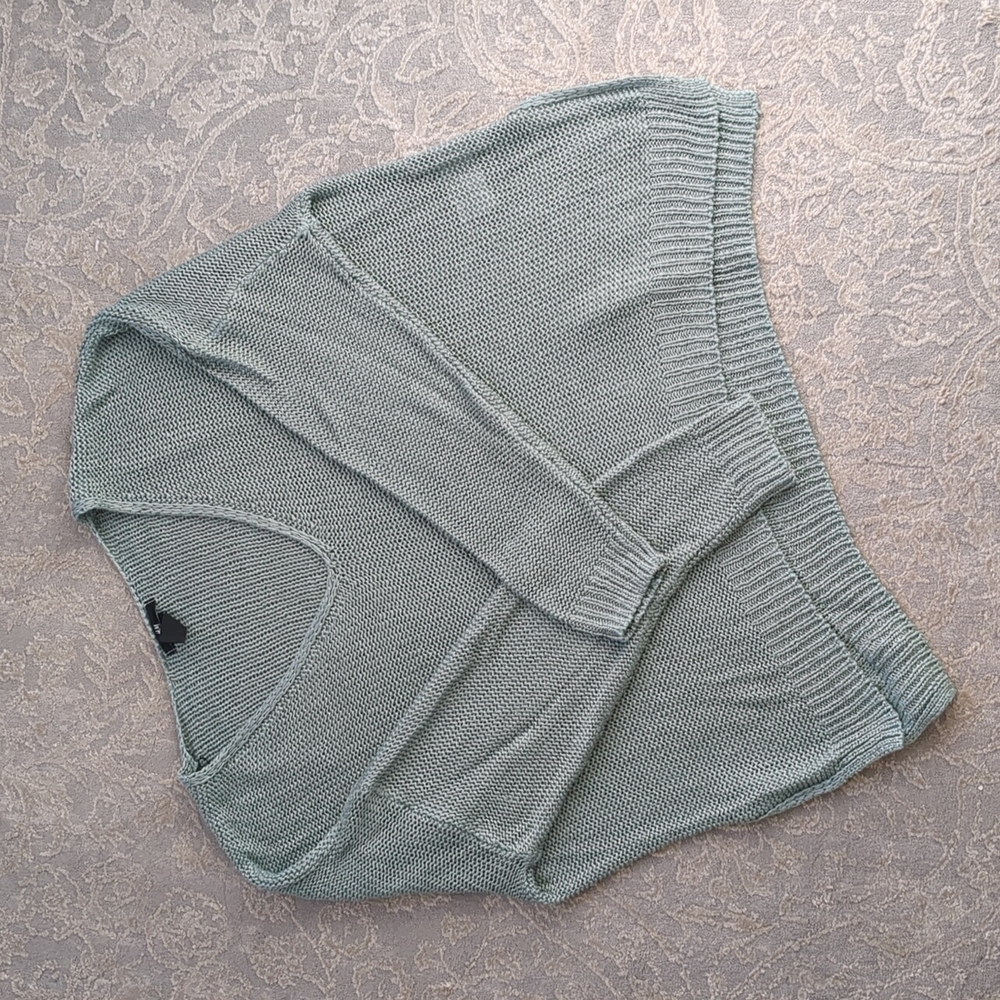H&M Sage Green V-neck Split Hem Sweater
